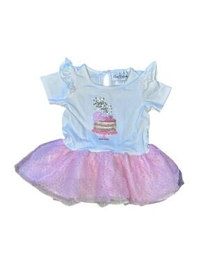 Rare Editions Girls White Cake Graphic Tutu Dress Size 18M